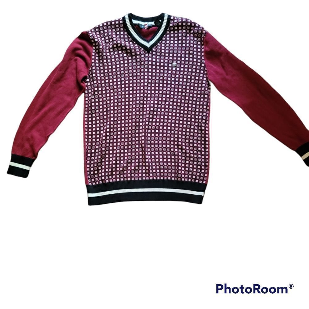 Men's Sean Jean 100% Cotton Sweater with Contrasting Cuffs and Hem. Size XL.